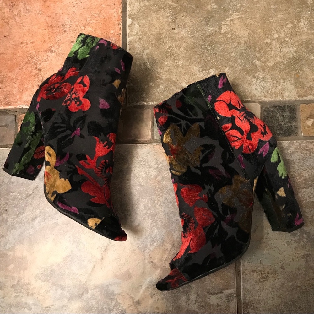 Wild Diva Floral Peep Toe Booties
